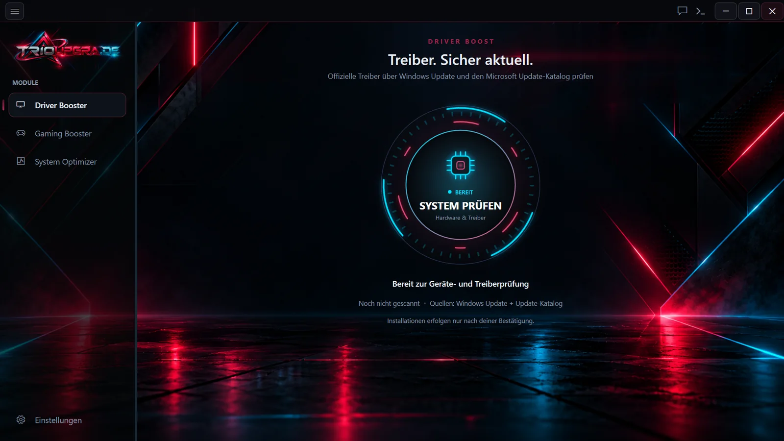 TrioUpgra Driver Booster: Scan-Engine im Bereitschaftszustand